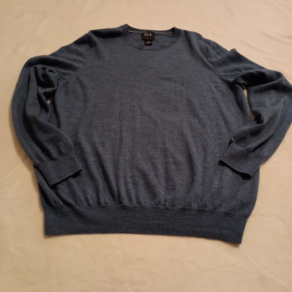Jos A Bank Traveler 100% Merino Wool Crew Neck Sweater Men's Size XL Blue